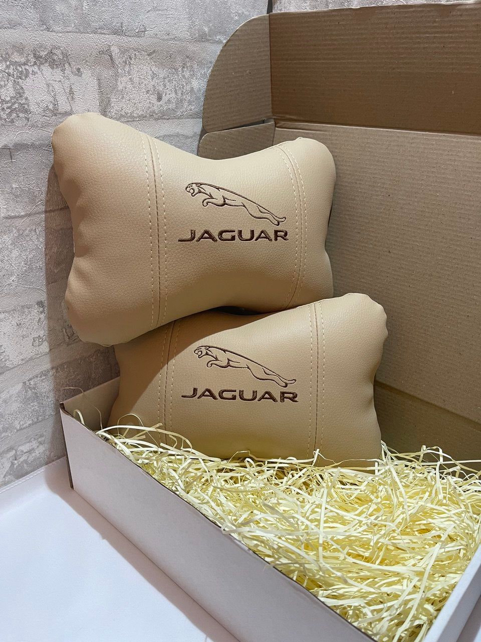 Lot Pillows Jaguar Beige Neck Support Pillow for Car Seat
